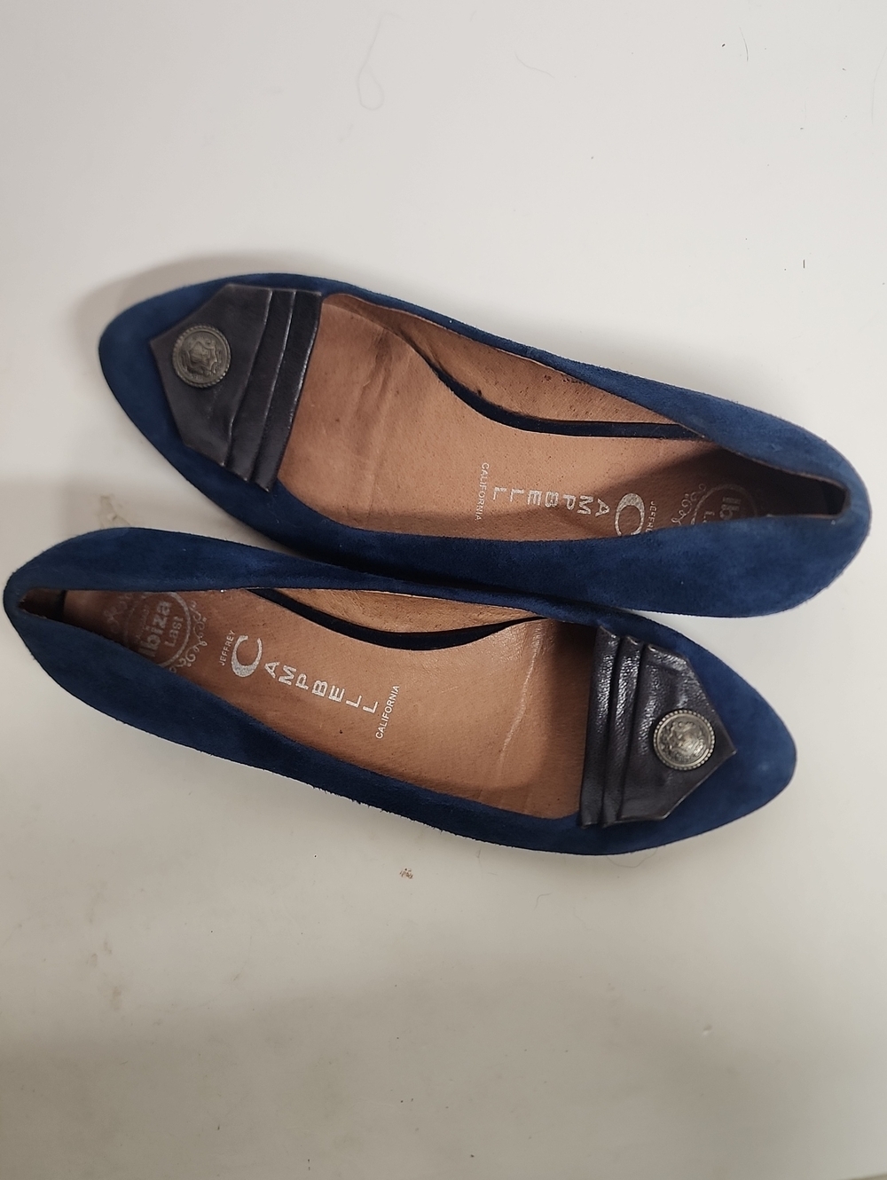 Jeffrey Campbell Deep Navy Suede Pointed Toe Flats with Leather Trim Size 8.5 - Picture 8 of 10